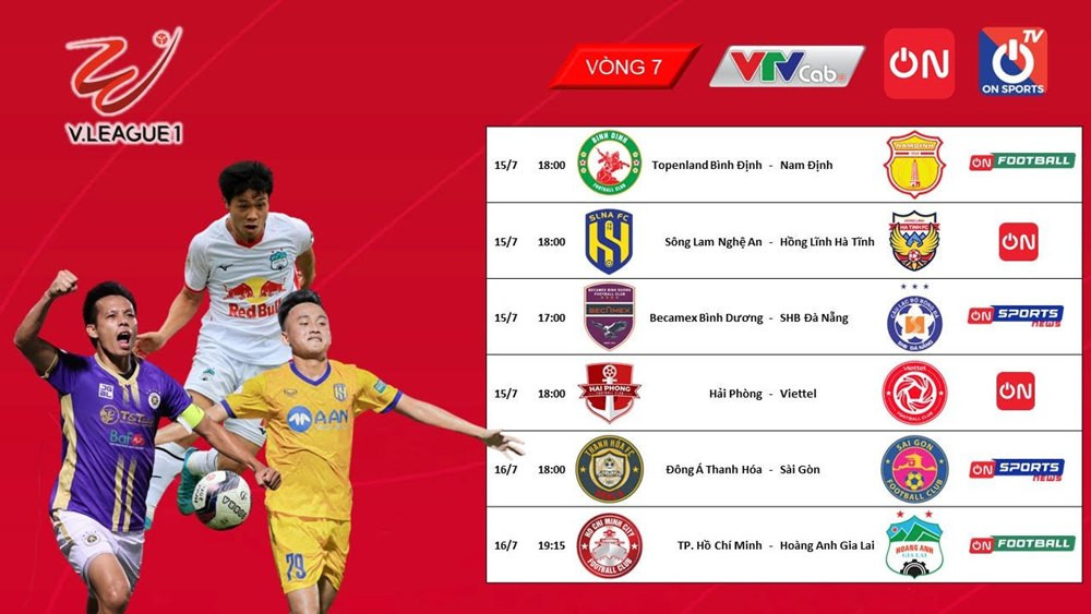 Lịch thi đấu vòng 7 V-League 2022