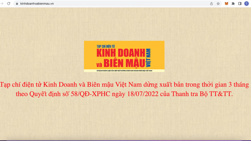 Phạt 70 triệu đồng, đình bản Tạp chí điện tử Kinh doanh và Biên mậu Việt Nam 3 tháng