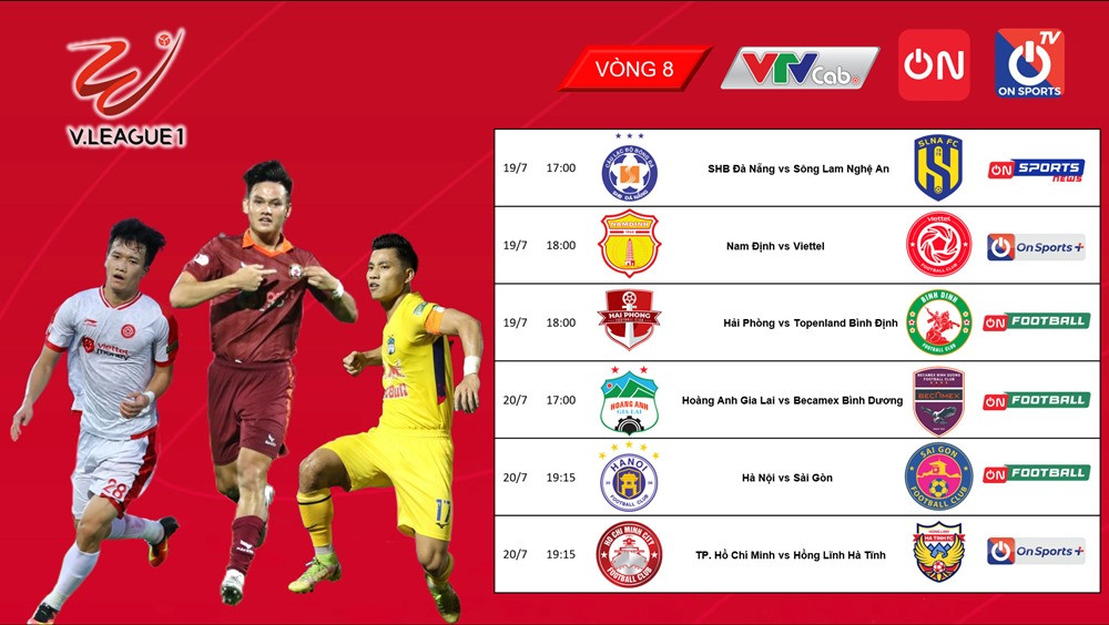 Lịch thi đấu vòng 8 V-League 2022