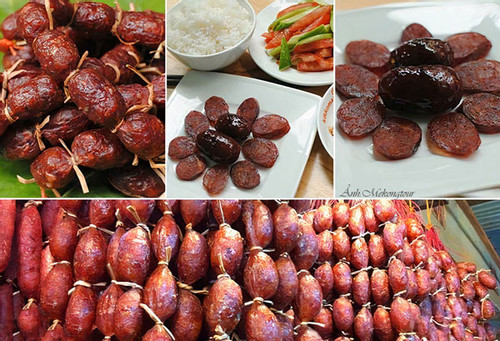 Special red sausage of the Cham ethnic people