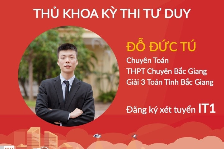 Một thí sinh là thủ khoa cả 3 khối thi đánh giá tư duy ĐH Bách khoa Hà Nội 2022