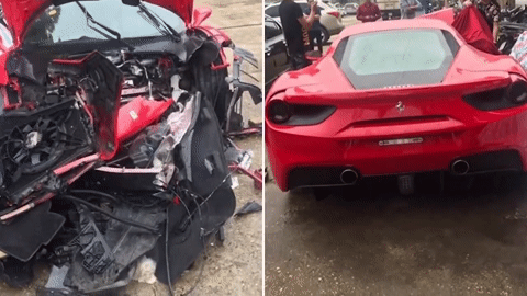 Xem video siêu xe Ferrari 488 GTB phục hồi sau tai nạn ở Việt Nam