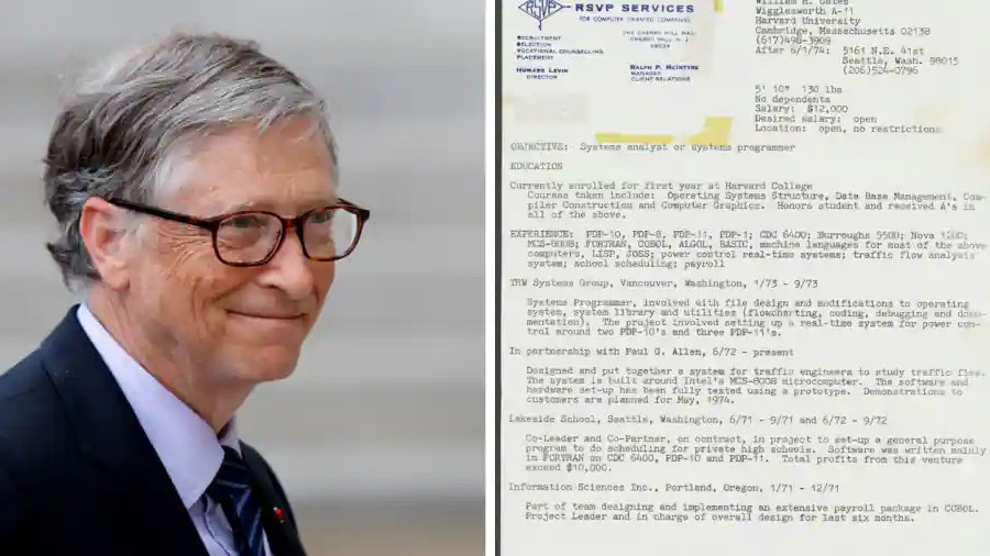 CV xin việc của Bill Gates gần 50 năm trước gây sốt