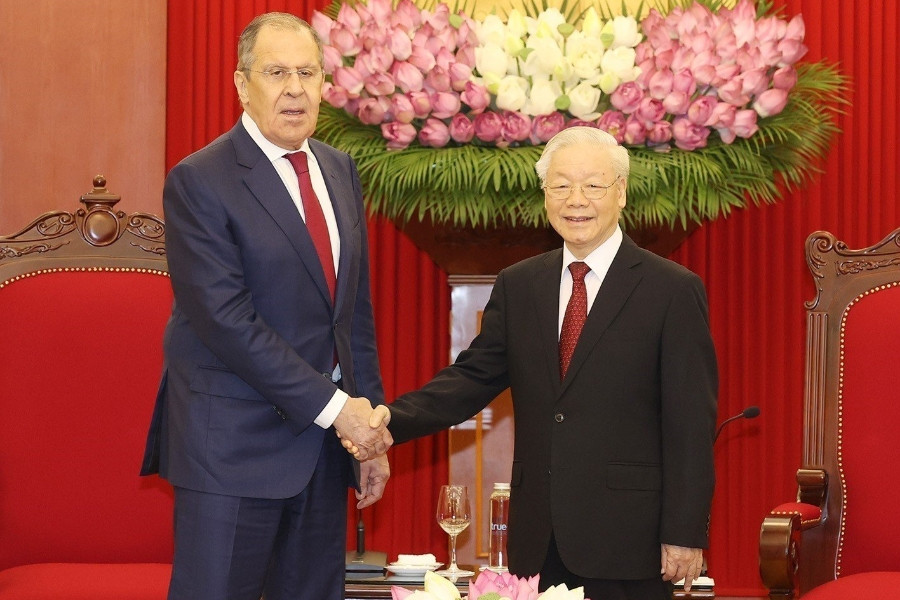 Tổng Bí thư Nguyễn Phú Trọng tiếp Ngoại trưởng Nga Sergei Lavrov