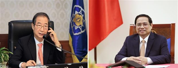 Vietnamese, Korean Prime Ministers hold phone talks hinh anh 1
