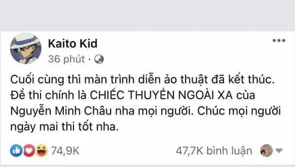 Kaito Kid lọt top tìm kiếm nhiều nhất sau buổi thi Ngữ văn