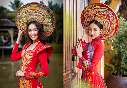 Người đẹp Đoàn Hồng Trang khoe sắc tại Bảo tàng áo dài TP.HCM