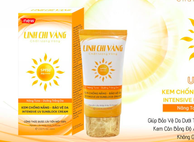 Kem Chống Nắng-Bảo Vệ Da Intensive UV Sunblock Cream (Nhãn hàng: Linh Chi Vàng) một trong những sản phẩm bị thu hồi. 