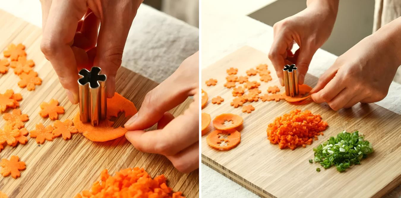 Cách làm trứng cuộn rau củ đơn giản đẹp mắt - Ảnh 2.