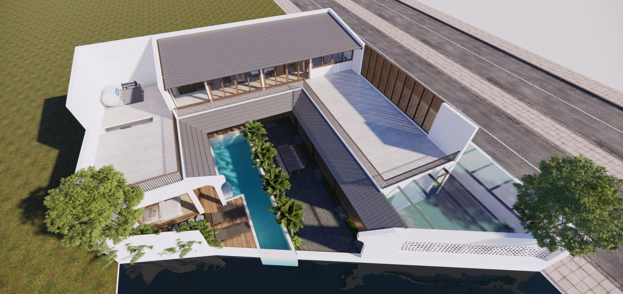 ngoi nha 1100 - Ngôi nhà ven hồ ở Vinh thiết kế không gian mở, phòng ngủ hướng ra bể bơi trong lành