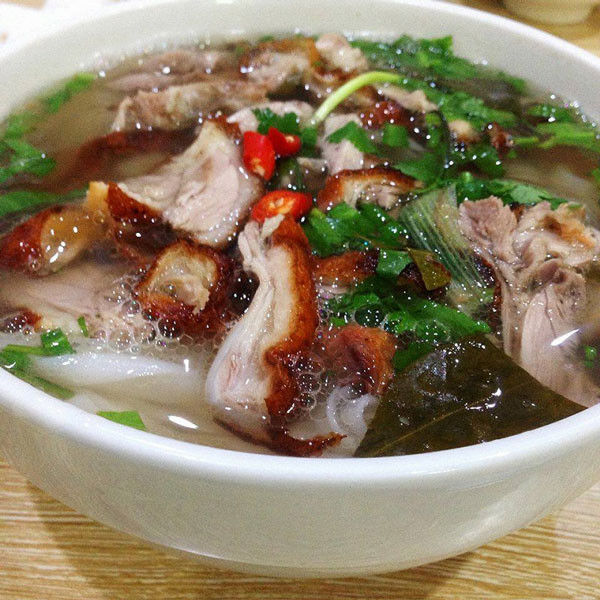 Noodle soup with roasted duck: a change-of-pace breakfast in Hanoi