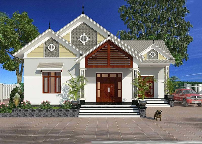 Mẫu nhà vườn đẹp 1 tầng 4 phòng ngủ, nhìn là mê