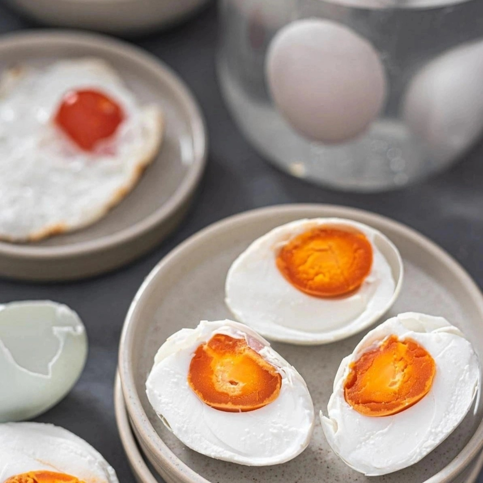 Salted egg. Salt Egg. Duck Egg. Boiled Egg with Liquid yolk.