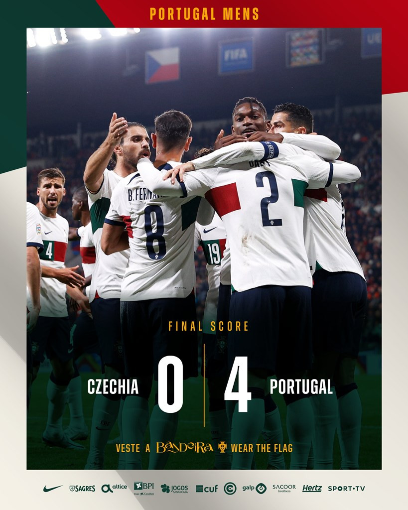 Thắng đậm CH Séc, Bồ Đào Nha chính thức vươn lên dẫn đầu bảng A2 với 10 điểm. Bởi ở trận đấu cùng giờ, Tây Ban Nha để thua 1-2 trước Thụy Sĩ.