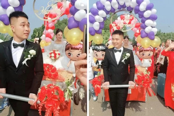 Màn rước dâu bằng xe 'mui trần' độc lạ gây bão mạng của chú rể Tuyên Quang
