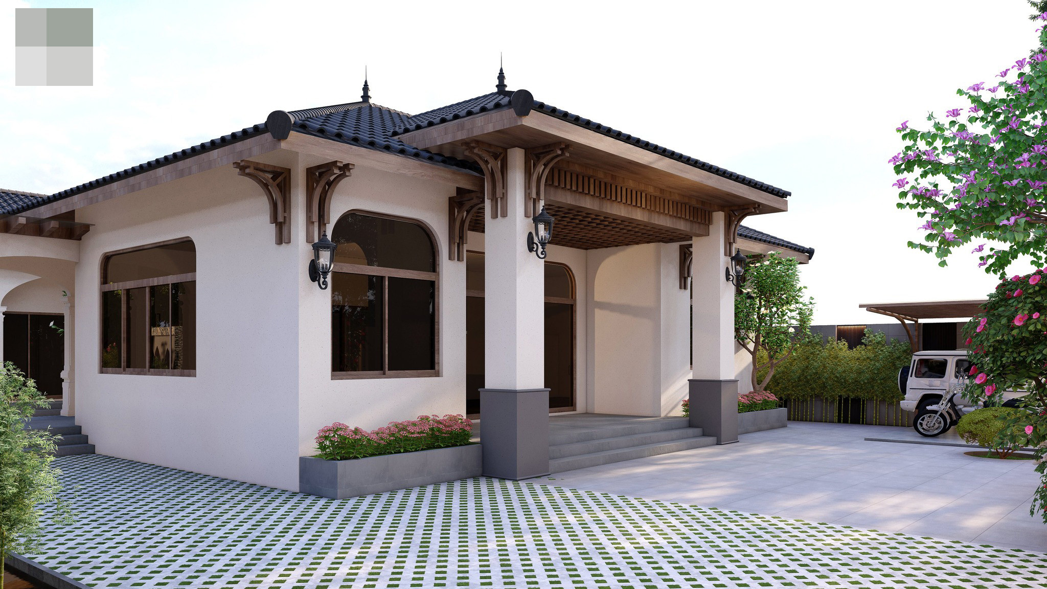 ngoi nha 625 - Ngôi nhà mang phong cách Á Đông, suối nước róc rách và phòng tắm lộ thiên