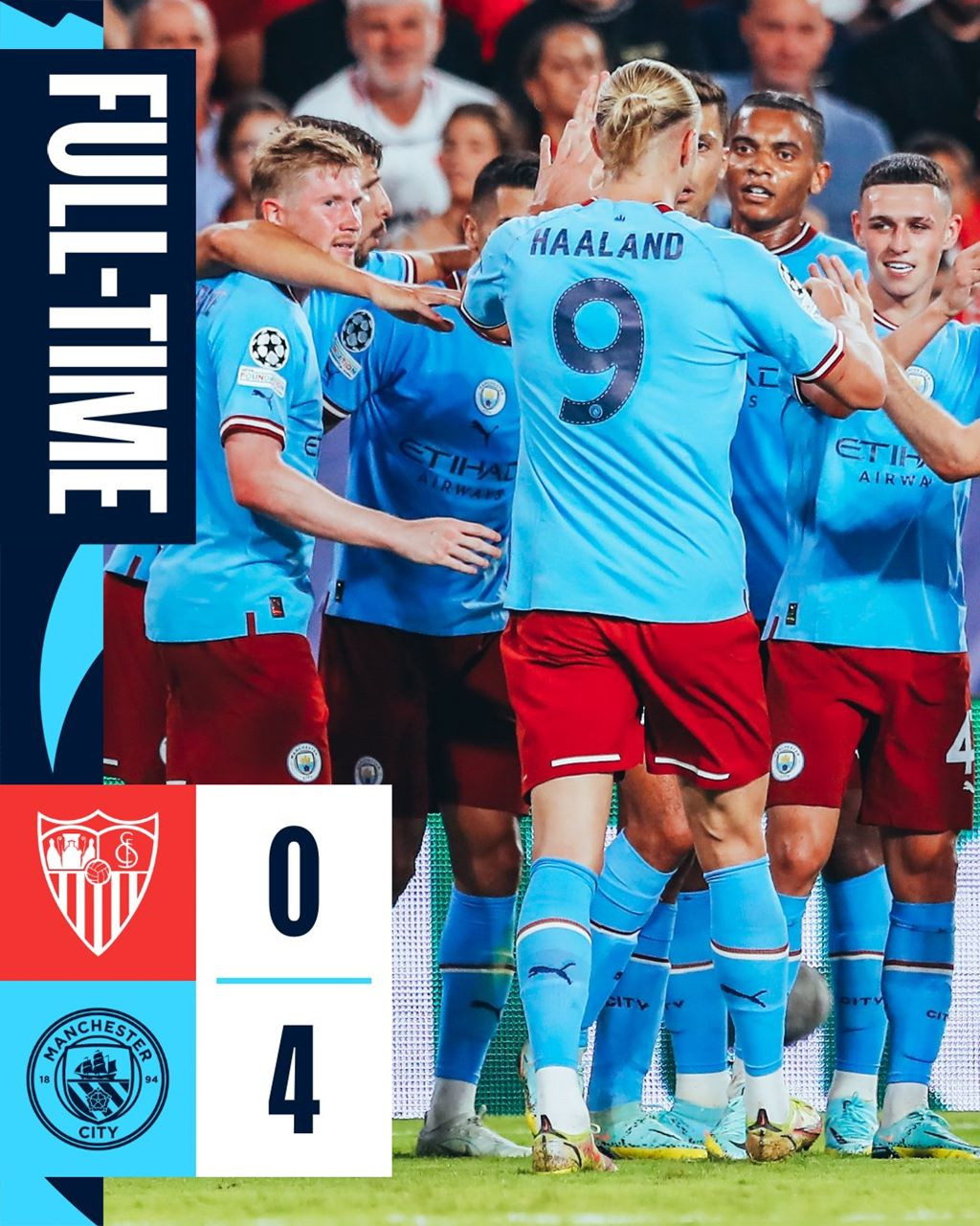 Man City giành chiến thắng tưng bừng 4-0 trước Sevilla. Một sự khởi đầu như mơ của thầy trò HLV Pep Guardiola ở Champions League mùa giải năm nay