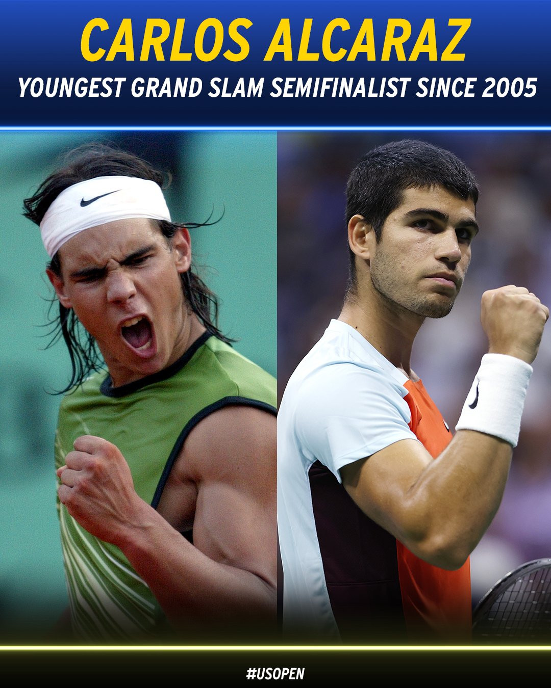 Carlos Alcaraz trở thành tay vợt trẻ nhất vào đến bán kết Grand Slam kể từ thành tích của Nadal năm 2005