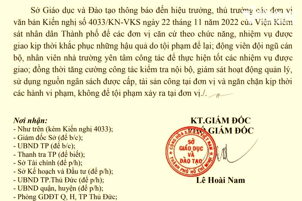 Sở GD-ĐT TP.HCM yêu cầu các trường tăng giám sát, không để nạn tham ô xảy ra