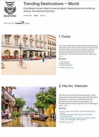 Hoi An, HCM City among world's top 25 trending destinations in 2023: TripAdvisor