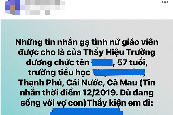 Hiệu trưởng nhắn tin ‘yêu thương’ với nữ giáo viên phải giải trình 2 nội dung