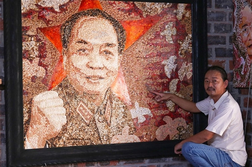 Eggshell portrait of General Giap sets national record