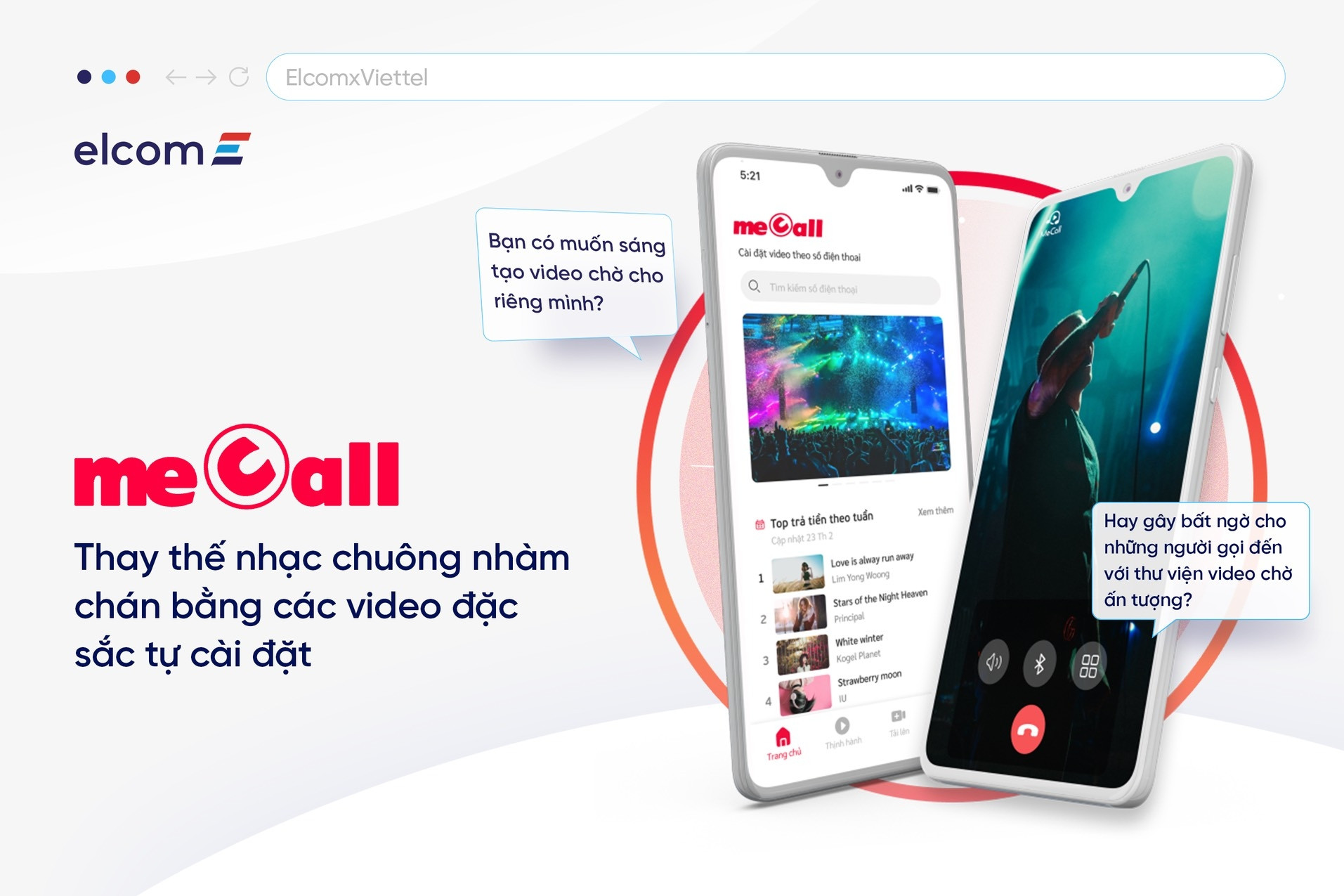 Elcom và Viettel tiên phong ra mắt dịch vụ video chờ meCall