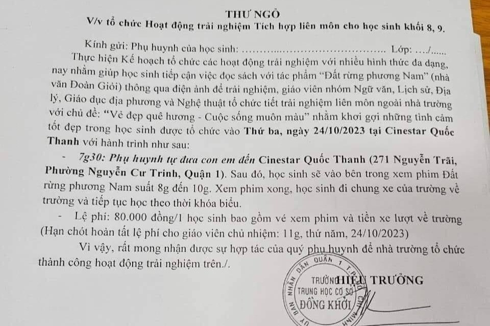 Xôn xao thư vận động học sinh xem phim 'Đất rừng phương Nam', lệ phí 80 nghìn/em