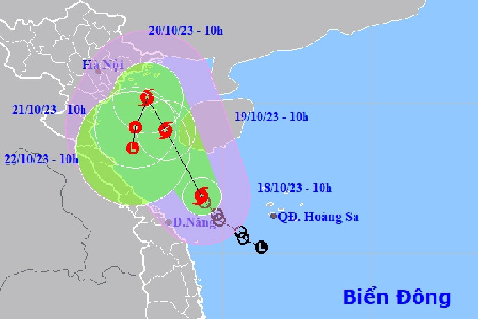 Bão số 5 giật cấp 11, cách Quảng Trị - Quảng Ngãi 150km