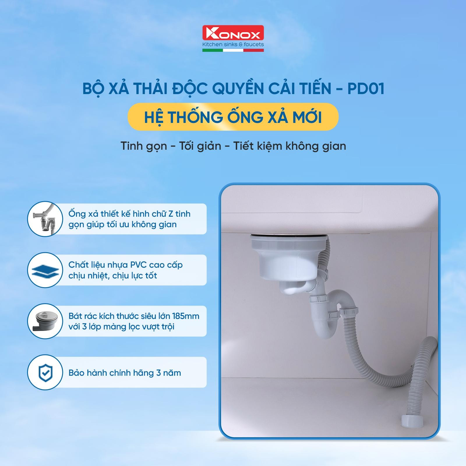 View - Mẫu chậu rửa chống xước Konox mới giúp tối ưu không gian bếp 