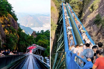 Xây thang máy lên đi lên đỉnh núi, khu du lịch ở Trung Quốc gây tranh cãi