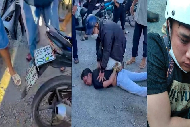Cô gái tông ngã 2 tên cướp trước cổng khu công nghiệp