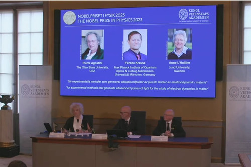 Giải Nobel Vật lý 2023 chia đều cho 3 nhà khoa học