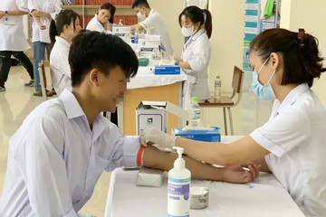 Lấy mẫu xét nghiệm sàng lọc tan máu bẩm sinh cho 1.400 học sinh ở Yên Bái