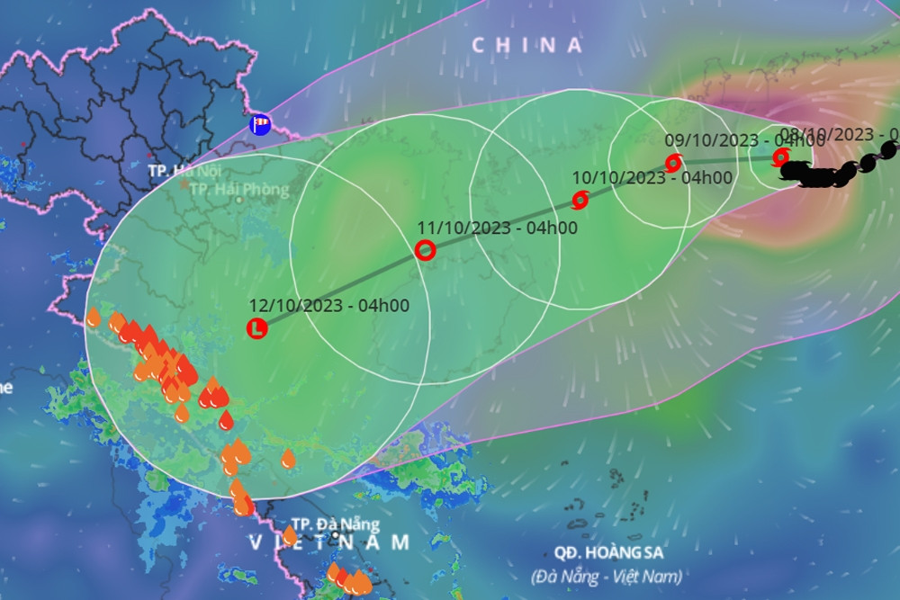 Bão số 4 giật cấp 16 di chuyển chậm, hướng vào Vịnh Bắc Bộ