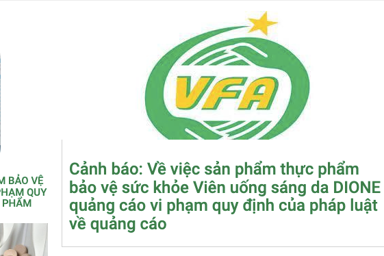 Cảnh báo viên uống sáng da DIONE quảng cáo vi phạm quy định của pháp luật