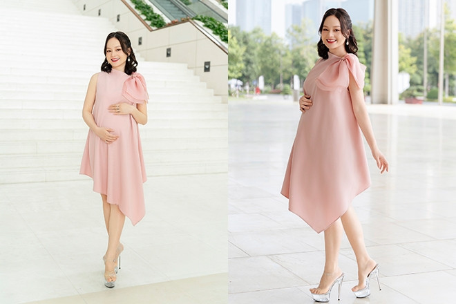 Diễn viên Lan Phương tự tin đi giày cao 10cm dù mang bầu 5 tháng
