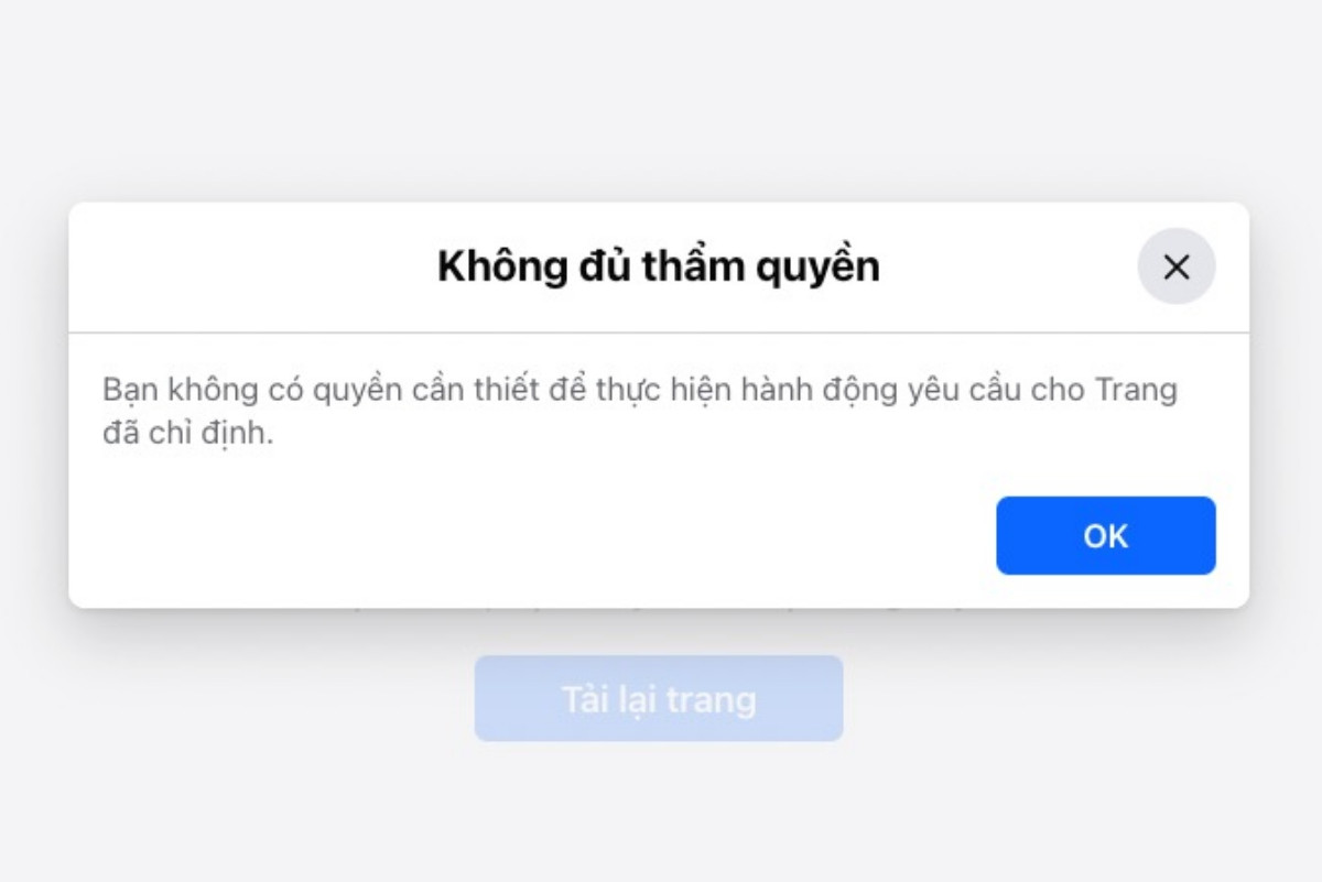 Fanpage facebook báo lỗi, người dùng tưởng bị hack