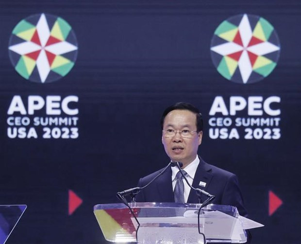 President Vo Van Thuong attends APEC CEO Summit 2023 hinh anh 2