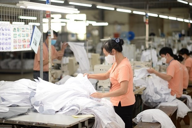 Domestic textile and garment enterprises are striving to maintain production to ensure stable jobs and income for workers.(Photo: VNA) ảnh 1