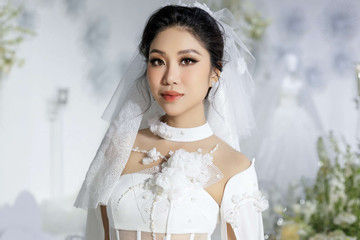 Hoa hậu Trái đất Việt Nam 2023 hồi hộp lần đầu diện váy cưới