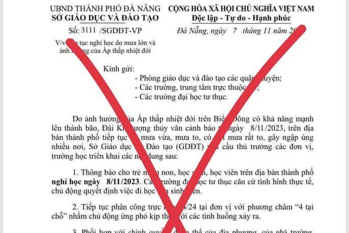 Sở Giáo dục Đà Nẵng bị giả văn bản cho học sinh nghỉ vì mưa lũ