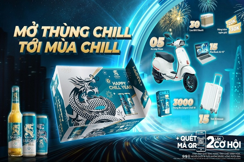 Bia Saigon Chill tặng xe Vespa, Macbook cho khách hàng may mắn