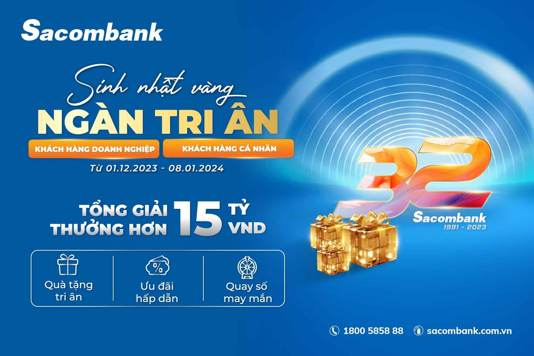 Sacombank dành 15 tỷ đồng tri ân khách hàng dịp sinh nhật