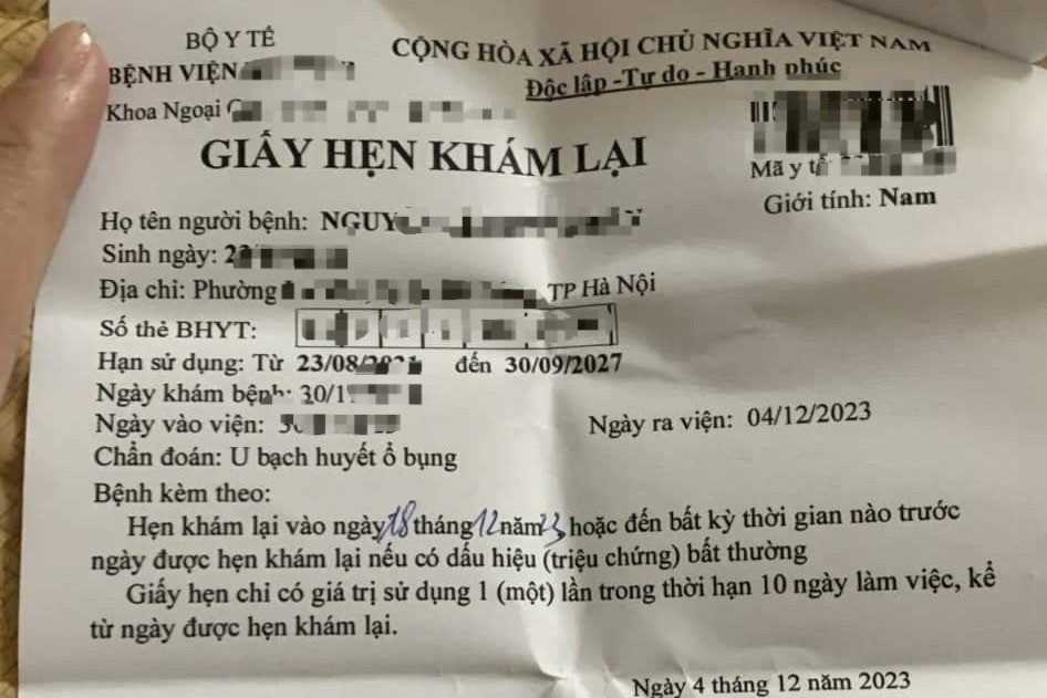 Quy định mới về giấy hẹn tái khám cho người bệnh có BHYT