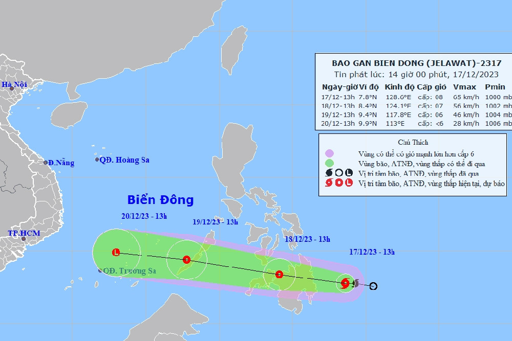 Biển Đông khả năng sắp đón bão Jelawat