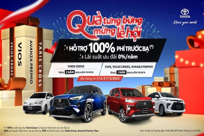 Mua xe Toyota cuối năm, ưu đãi tới 100% lệ phí trước bạ và quà tặng hấp dẫn