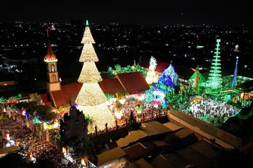 Cây thông khổng lồ kết từ 4.200 nón lá hút nghìn khách tham quan ở Đồng Nai