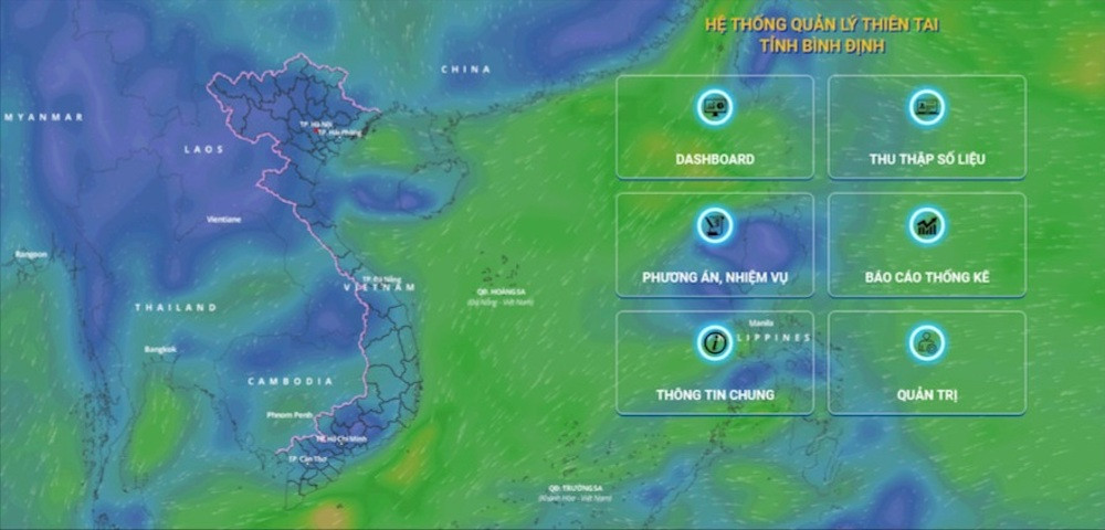  Giao diện phần mềm “Quản lý thiên tai tỉnh Bình Định”