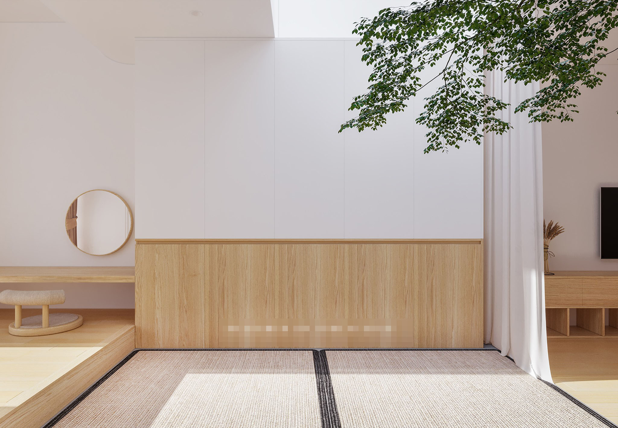 Nhà kiểu Nhật, không gian mô phỏng thân cây với các phòng là cành cây